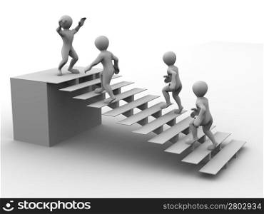 Man on stairs. 3d