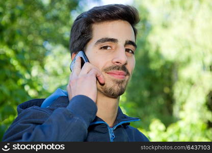 man on the phone, outdoor picture