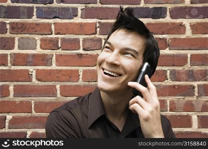 Man on the phone smiling