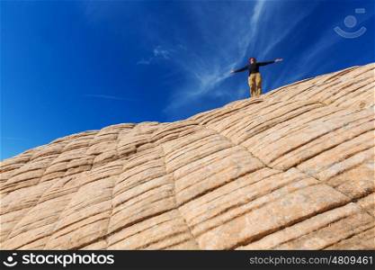 Man on the sheer cliff