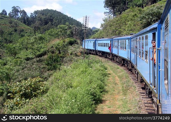 Man on the train in Sri Lanka