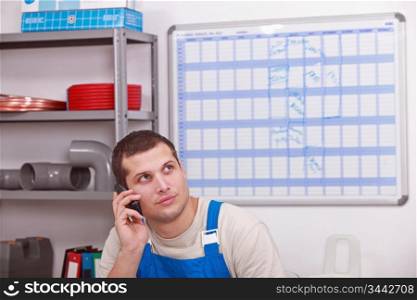Man ordering parts to complete inventory