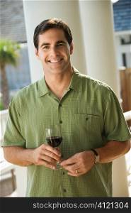 Man Outdoors Drinking Wine