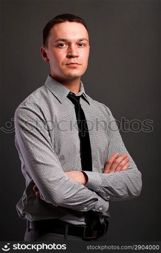Man over gray background