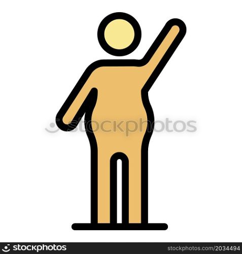 Man overweight icon. Outline man overweight vector icon color flat isolated. Man overweight icon color outline vector