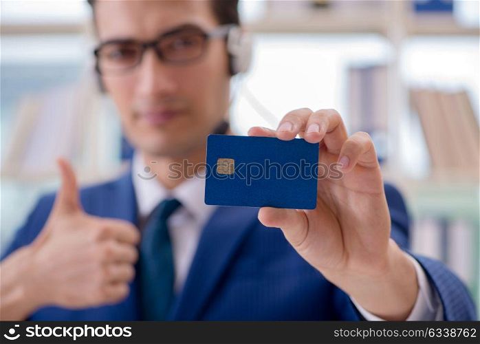 Man paying with credit card online