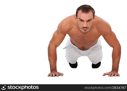 Man performing push-up