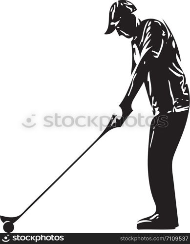 Man playing golf abstract illustration