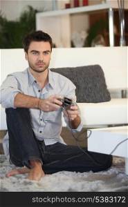 Man playing on console