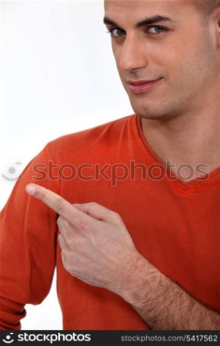 Man pointing his finger