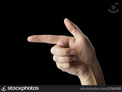 Man pointing with his index finger
