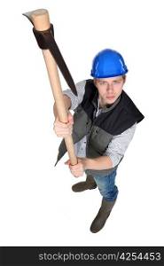 Man posing with axe