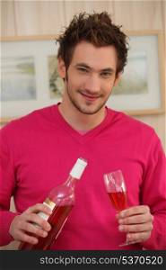 Man pouring wine in a glass
