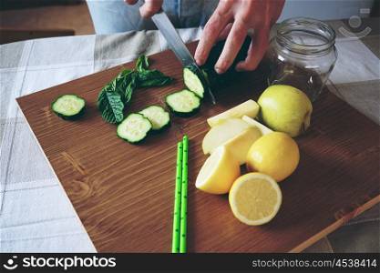 Man preparing a healthy vegetable recipe