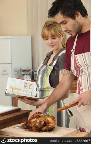 Man preparing chicken