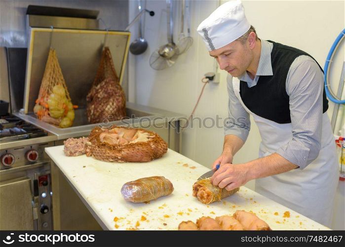 Man preparing meat