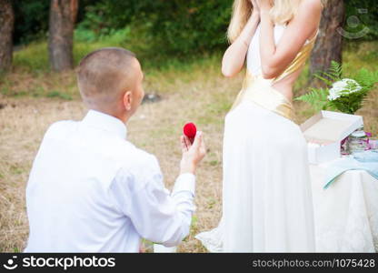 Man proposing ring woman, love, couple, date wedding - concept. Man proposing ring woman, love, couple, date, wedding
