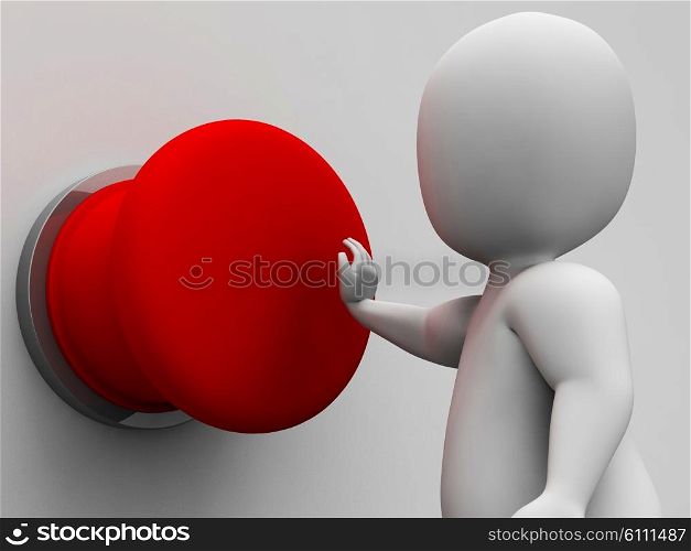 Man Pushing Blank Red Button Shows Control Shows Control Control Or Panic