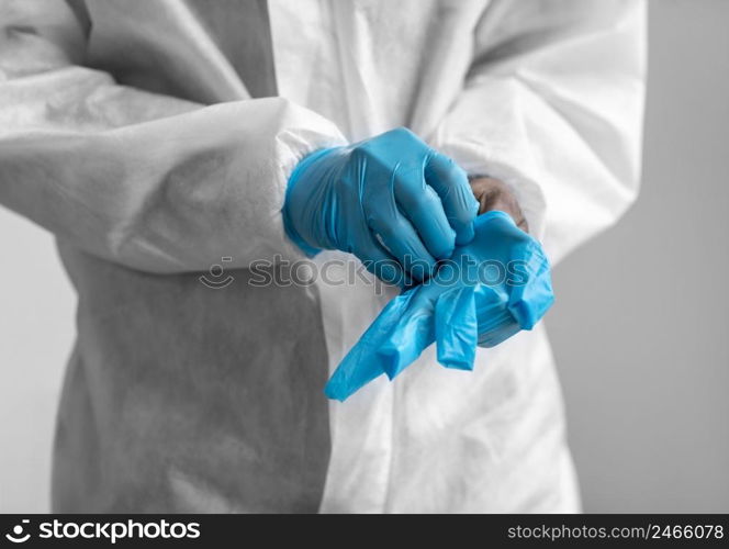 man putting protective equipment 2