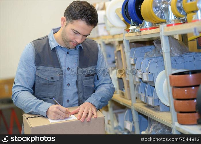 man ready to send an order in a puzzle
