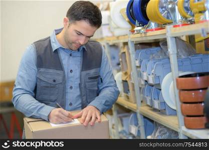 man ready to send an order in a puzzle