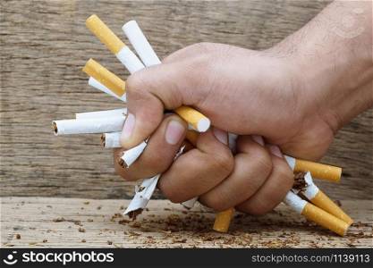 Man refusing cigarettes concept for quitting smoking and healthy lifestyle.or No smoking campaign Concept.