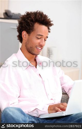 man relaxing at home