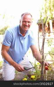 Man Relaxing In Garden