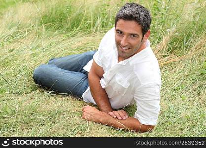 Man relaxing in the grass