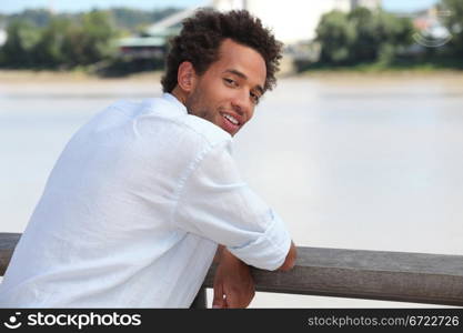 man relaxing outdoors