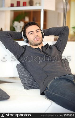 Man relaxing with his music