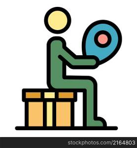 Man relocation icon. Outline man relocation vector icon color flat isolated. Man relocation icon color outline vector