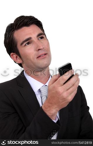 Man replying to text message
