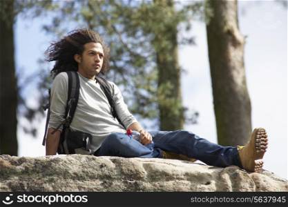 Man Resting During Countryside Hike