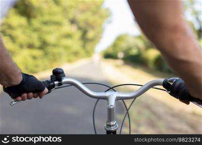 man riding on a bicycle isolated
