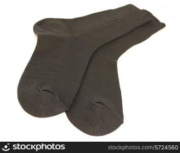 man&rsquo;s black socks isolated on white background