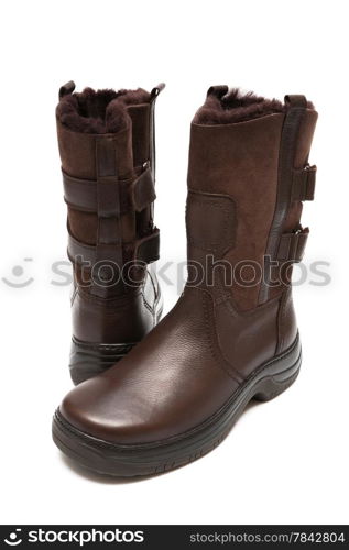 Man&rsquo;s boots for winter on a white background