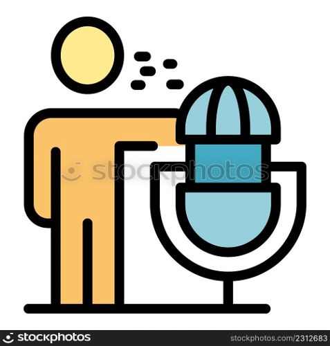 Man run online stream icon. Outline man run online stream vector icon color flat isolated. Man run online stream icon color outline vector