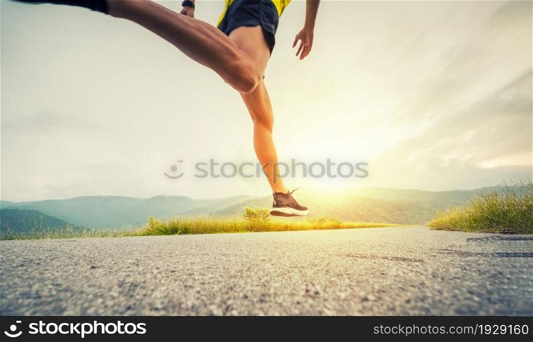 Man running in the nature. Healthy lifestyle concept.