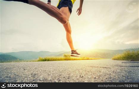 Man running in the nature. Healthy lifestyle concept.