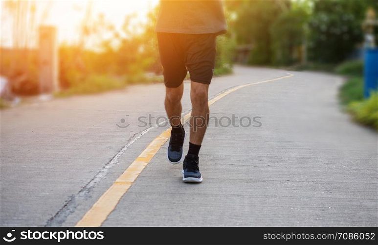 Man Running On Road Sport Exercise,People Jogging on street