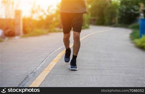 Man Running On Road Sport Exercise,People Jogging on street