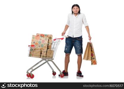 Man running out of money in the supermarket