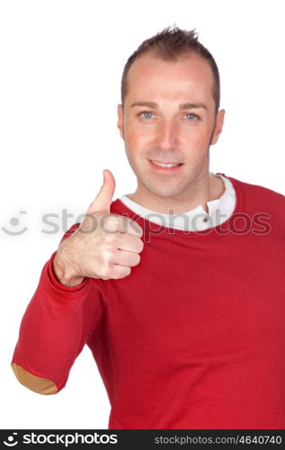 Man saying Ok isolated on white background