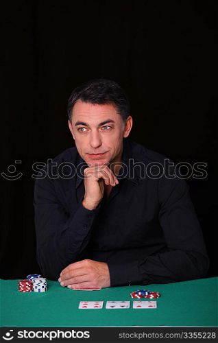 Man sitting at poker table