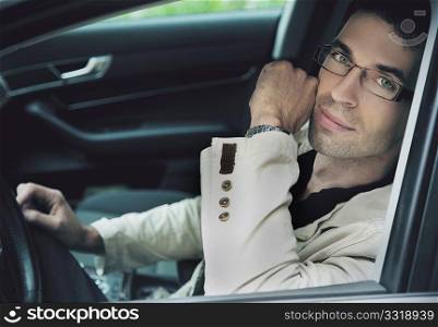 Man sitting in a car