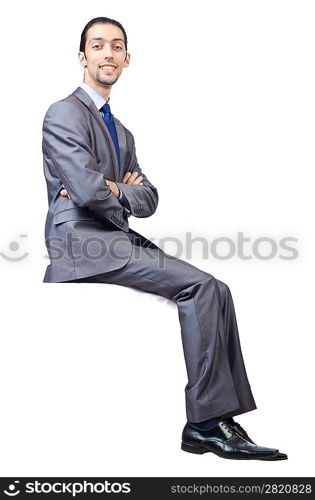 Man sitting on virtual chair