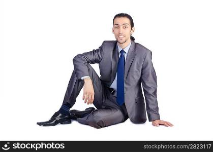 Man sitting on virtual chair