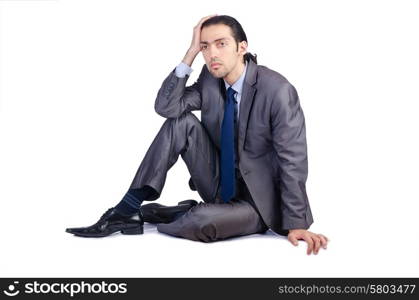 Man sitting on virtual chair