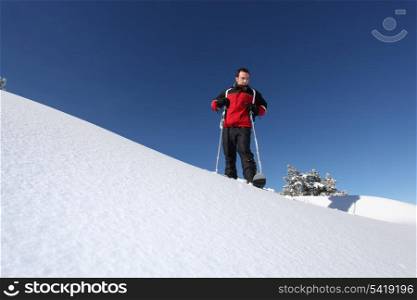 Man skiing alone